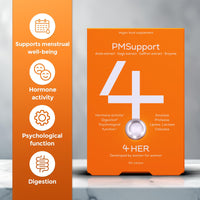 4 Her PMSupport - PMS Supplements for Women - 60 Vegan Tablets - for Premenstrual Support and Hormone Balance for Women - with Digestive Enzymes, Sage Extract, Amla Berry Extract, Saffron Extract