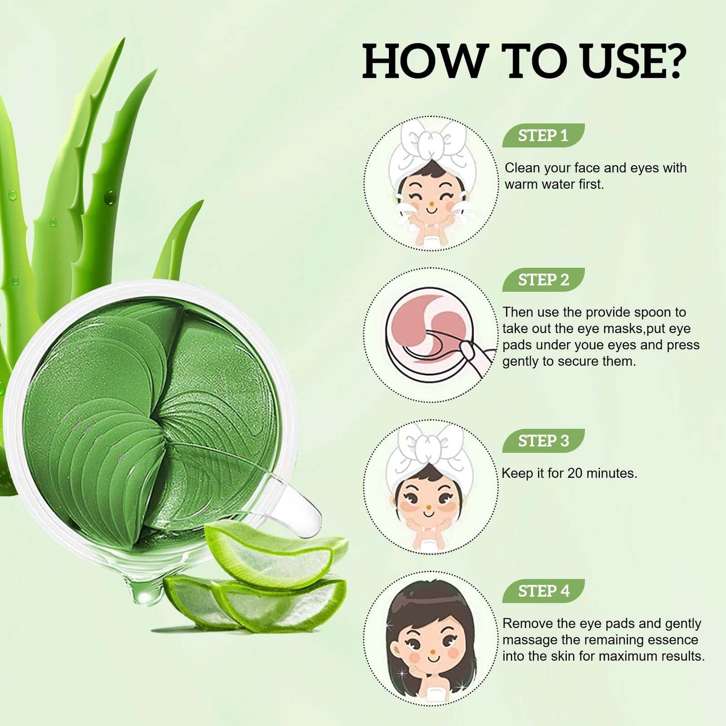 ProChosen 30 Pairs Collagen Under Eye Patches, Anti-Aging Eye Lip Facial Mask,Fade Eye Wrinkles Lip Lines, Under Eye Bags Removal and Anti Wrinkle, Skincare, Hydrating (Aloe Vera)
