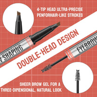 Weixinbuy 2-IN-1 Microblading Eyebrow Pen Long-lasting, Waterproof Eyebrow Pencil Dual-Ended with 4-Fork-Tip & Brow Brush & Clear Brow Gel, Fluffy & Defined Brows for Natural-Looking (1# Dark brown)