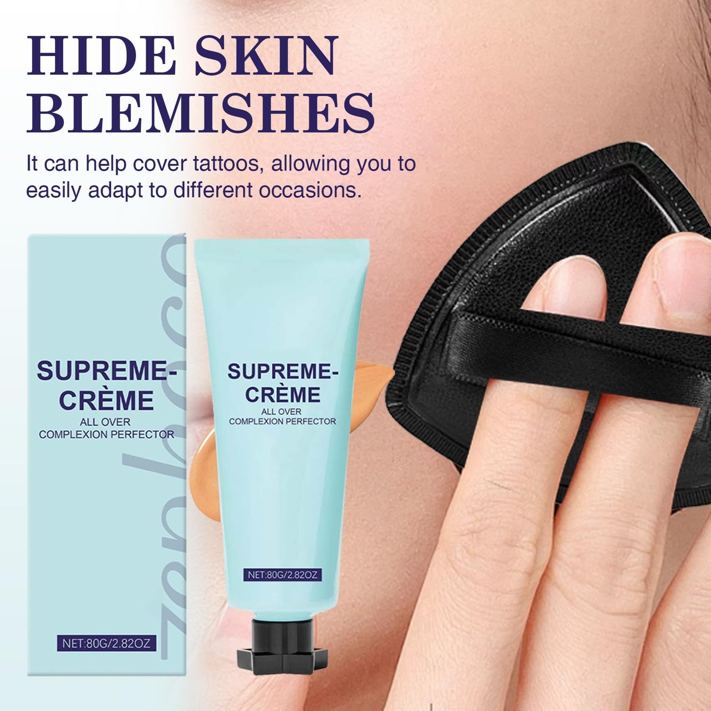 COWANIEE 2 Pcs Supreme Cream All-over Complexion Perfector Set, Waterproof & Transfer-resistant Skin Tint, Long-lasting Supreme Creme