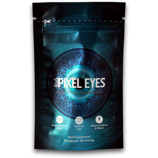Pixel Eyes- Eye Supplement for Digital Strain & Vision Health- Contains Bilberry, Pine Bark, Astaxanthin, Lutein & Zeaxanthin (30-Day Supply)