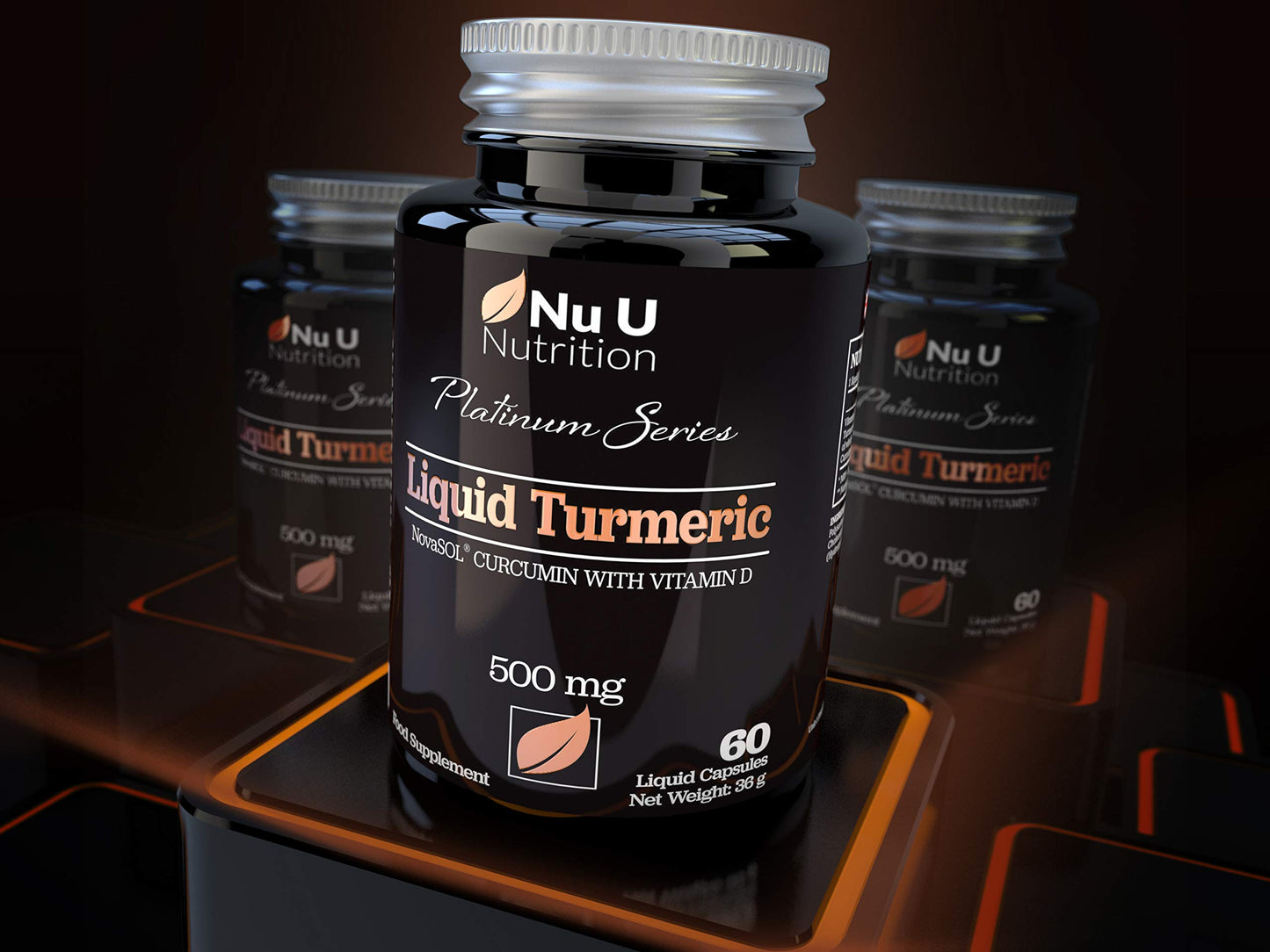 Nu U Nutrition Turmeric Curcumin Capsules (Liquid) with Vitamin D | 185 More Bioavailability NovaSOL® Curcumin | High Strength Vegetarian Premium Liquid Turmeric Curcumin not Tablets Made in The UK