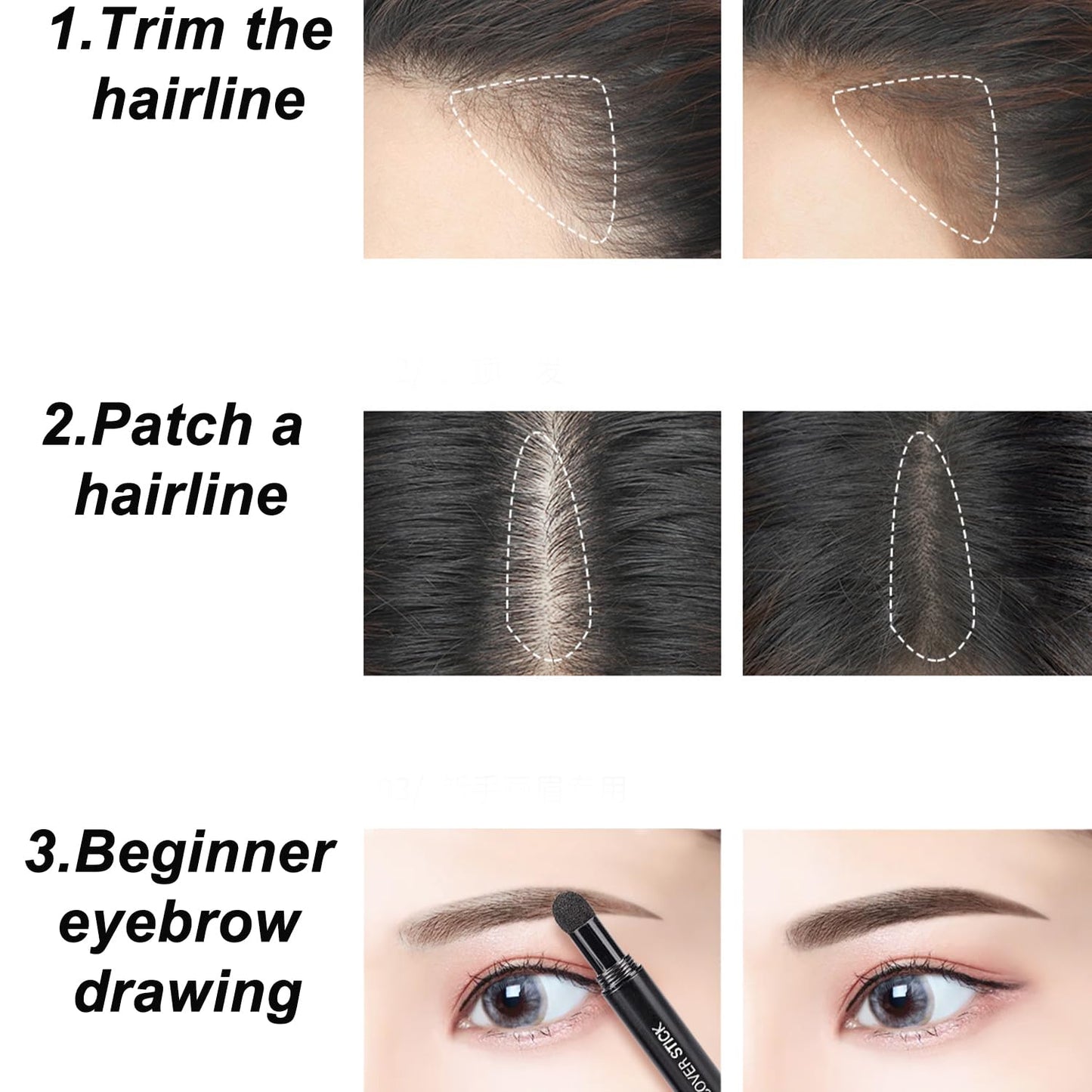 Generic Root Cover Up Powder for Hairline, Hair Root Touch Up, Black Hair Powder for Gray Hair Coverage, Beard and Hairline Repair for Men and Women, Long-Lasting Hair Concealer Stick, Portable Design