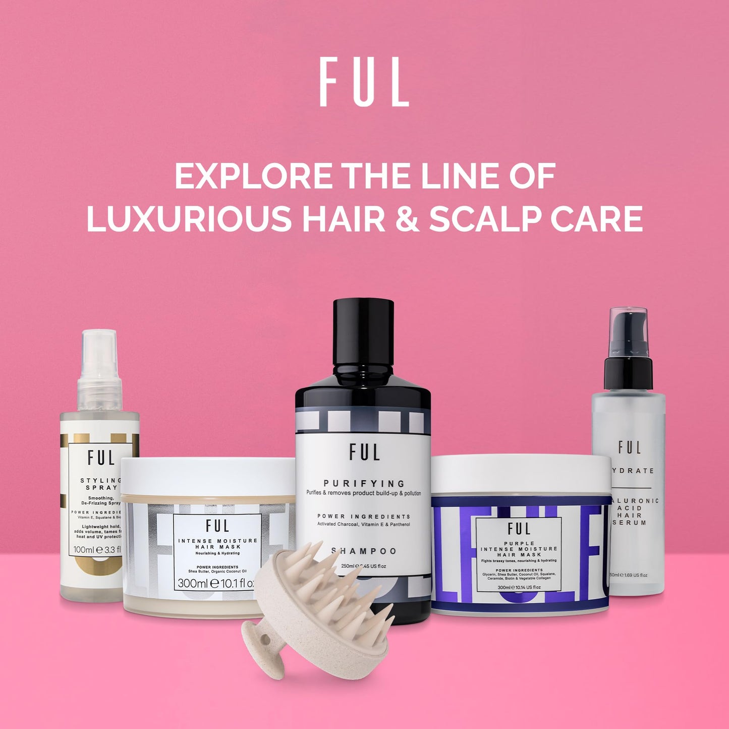 FUL Purifying Charcoal Shampoo | Clarifying Shampoos to Remove Build Up, Excess Oil, and Pollutants | Vegan Sulfate Free Shampoo | Shampoo for Greasy Hair | Deep Cleansing Shampoo | Made in UK
