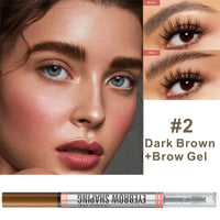 BQQCOB Magic Microblading Eyebrow Contouring Pencil - 2 in 1 Waterproof Eyebrow Pencil & Sealing Eyebrow Gel - 3D Makeup Fine Stroke 4 Fork Tip Brow Pencils - Long Lasting Eyebrow Pen Women (Dark)