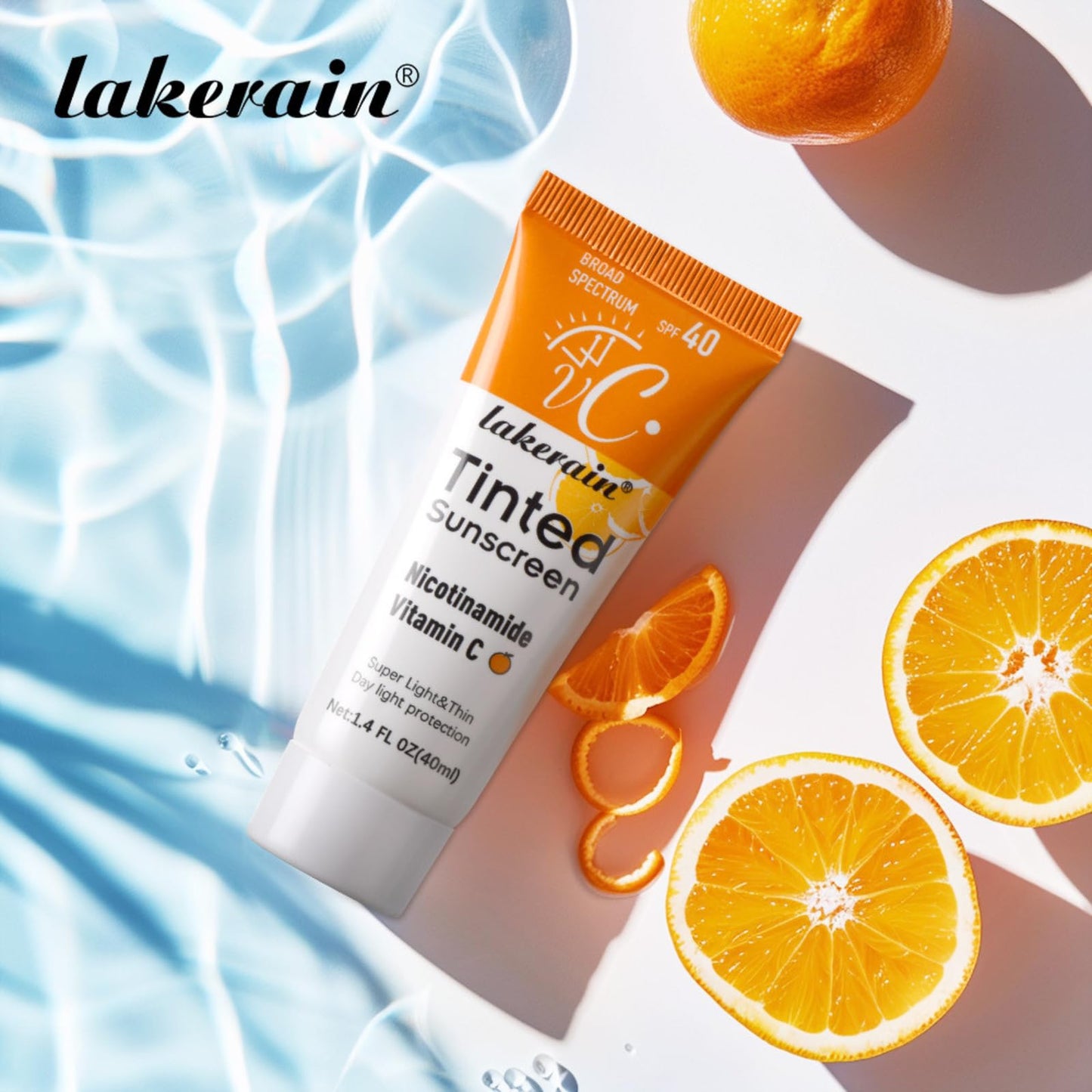Tinted Sunscreen For Face, Face Sunscreen SPF 40, Vitamin C Facial Sunscreen, UV Protection for All Skin Type, SPF Face Moisturiser with Vitamin C, Long Lasting Broad Spectrum Protection