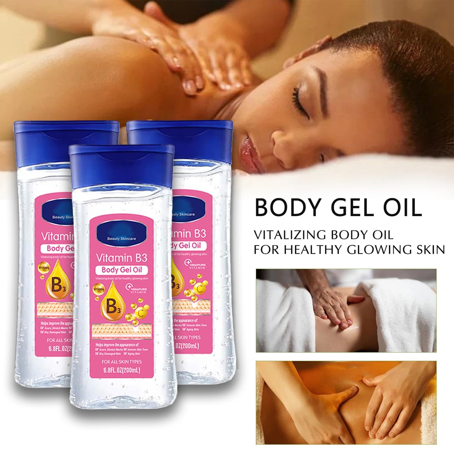 B3 Body Oil Gel- Body Oil For Women- Body Moisturising for Hydrating Skin Care- Vitamin E Oil For Dry Skin- Body Skin Care Oil For Repairing Dry,Anti Winkle& Firming- Moisturiser For Oily Skin