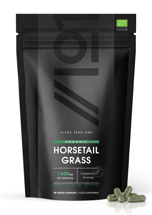 Organic Horsetail 1400mg - Pure & Potent Powder – Certified Organic, Non GMO, Gluten Free, Halal – 120 Vegan Capsules