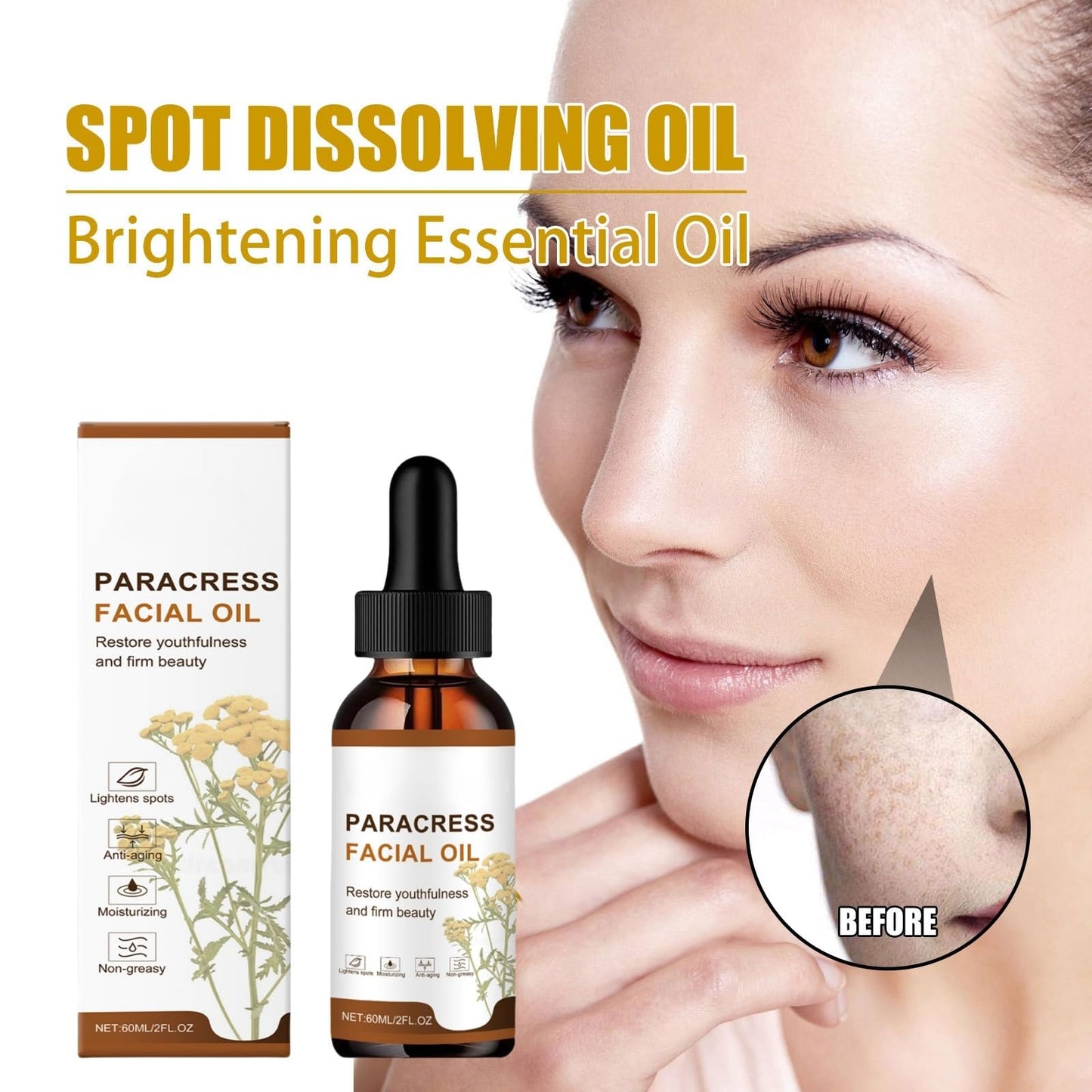 Paracress Facial Oil,Oil for Face,Anti-Aging Fac-e Oi-ls for Wrinkle Reduction,Paracress Facial Oi-l Serum,Essential Oi-ls,Intense Hydration Skin,Brightening Serum,Moisturiser Fac-e,Spot Treatment