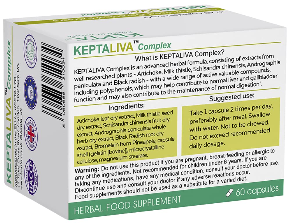 KEPTALIVA – Natural Liver Cleanse Detox & Repair, Gallbladder & Digestion Support, Milk Thistle (80 mg Silymarin), Artichoke, Schisandra, Andrographis, Black Radish, Bromelain, 1 Month Supply