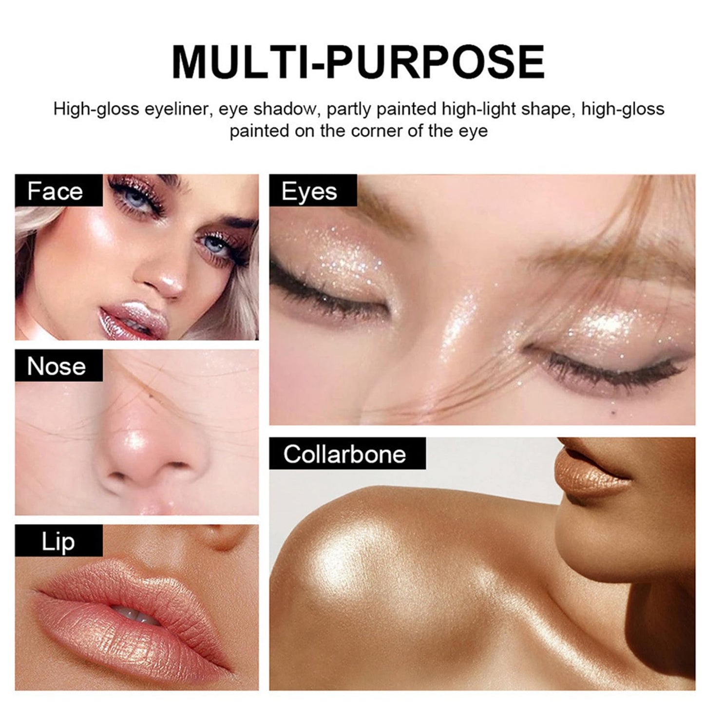 Generic Waterproof Eyeshadow Stick with Creamy Matte Shimmer, Brightener Eye Liner for Women, Long Lasting Blendable Eye Makeup, Smooth Glide Formula for Easy Application, Dual-Ended (#Rose gold shimmer)