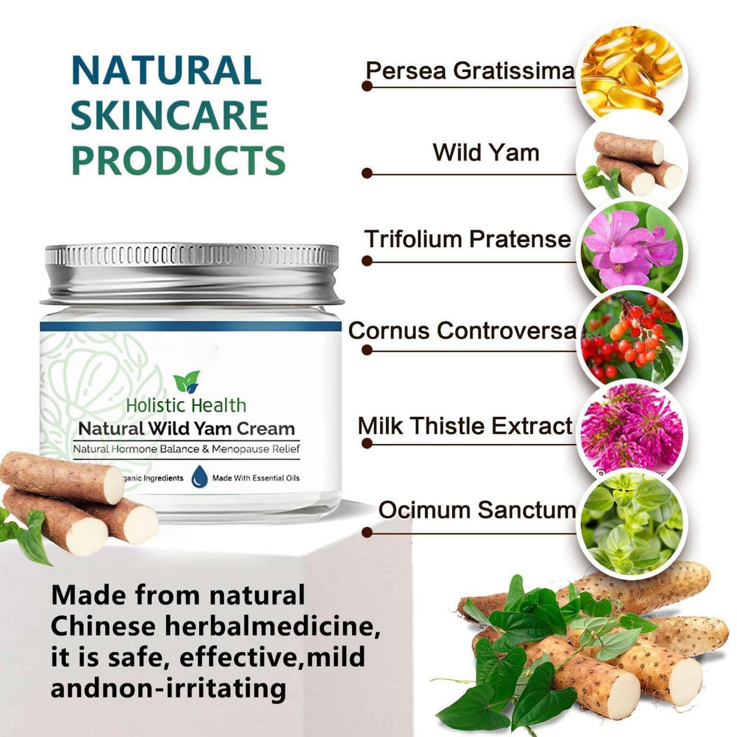 Wild Yam Cream, Wild Yam Cream for Hormone Balance, Organic Wild Yam Cream for Menopause, Support Hormone Harmony, Women Wild Yam Root Cream Skin Moisturizer, 50g