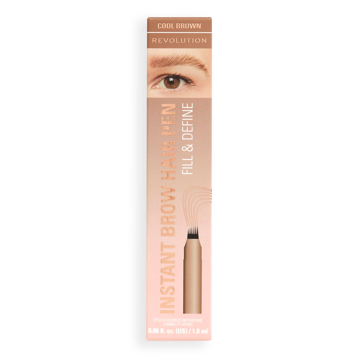 Revolution Beauty London Revolution, Instant Brow Hair Pen, Precision Applicator for Hair-Like Strokes, Long-Lasting Eyebrow Pen, Cool Brown, Vegan & Cruelty-Free, 1.8ml