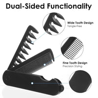 2-In-1 Folding Pocket Comb for Men,Folding Comb Travel Foldable Brush Co/mb Portable Hair Brush,Portable Fine Tooth & Wide Tooth Travel Co-mb,Foldable Hair Br/ush,Fold-ing Co/mb,Tra-vel Br/ush