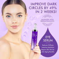 QUANHAO Eye Serum with 8% Caffeine 15ml 2 Pack, Under Eye Serum for Dark Circles and Puffiness Eye, Wrinkles and Fine Lines, Eye Cream, Under Eye Treatment Replumps, Brightens And De-Puffs Eyes