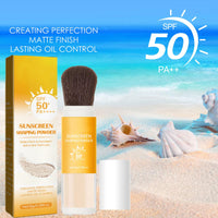 DMQ SPF50+ Matte Face Powder,Portable Translucent Face Powder With Soft Brush,Powder Sunscreen,Natural Setting Powder,Long Wearing Translucent Setting Powder,Face Powder Loose,Oil-Control & Sunscreen