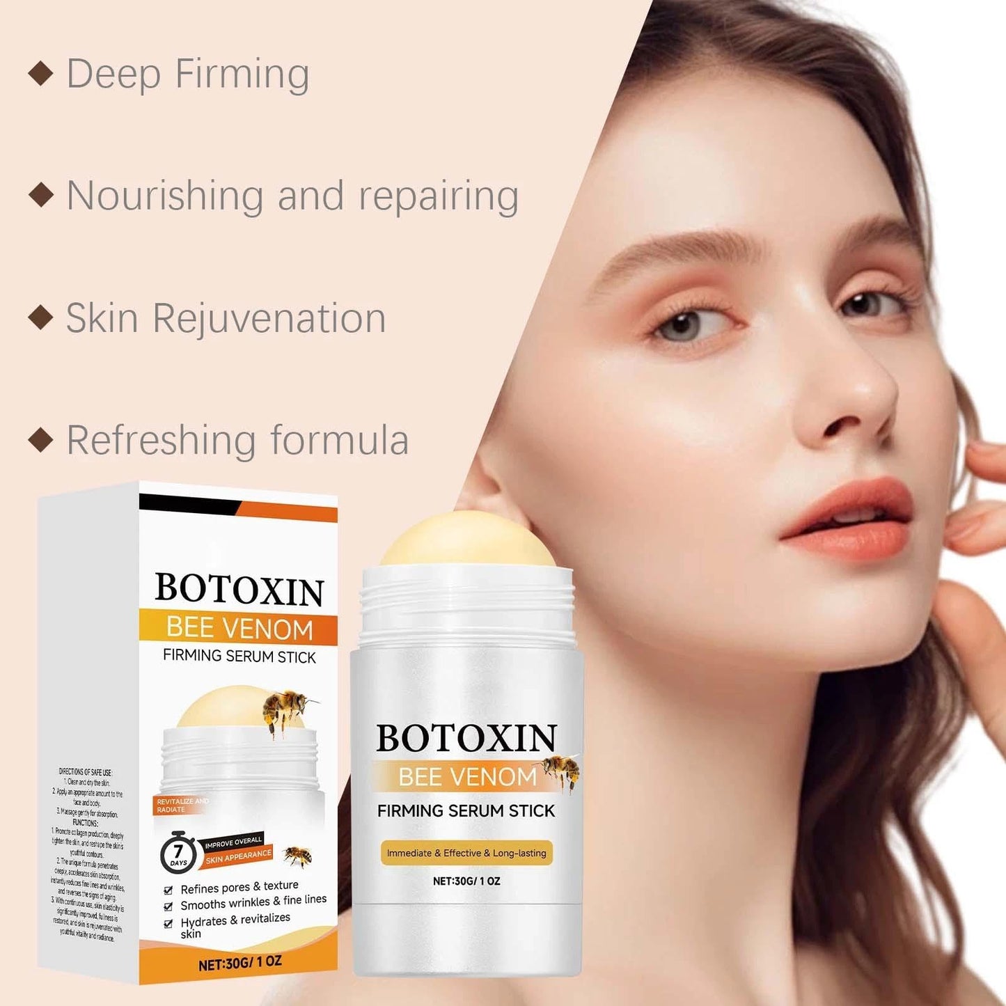 Bee Firming Serum Stick – Skin Care Cream with Bee Serum, Downplay Wrinkles, Firms Face & Body, Suitable for All Skin Types