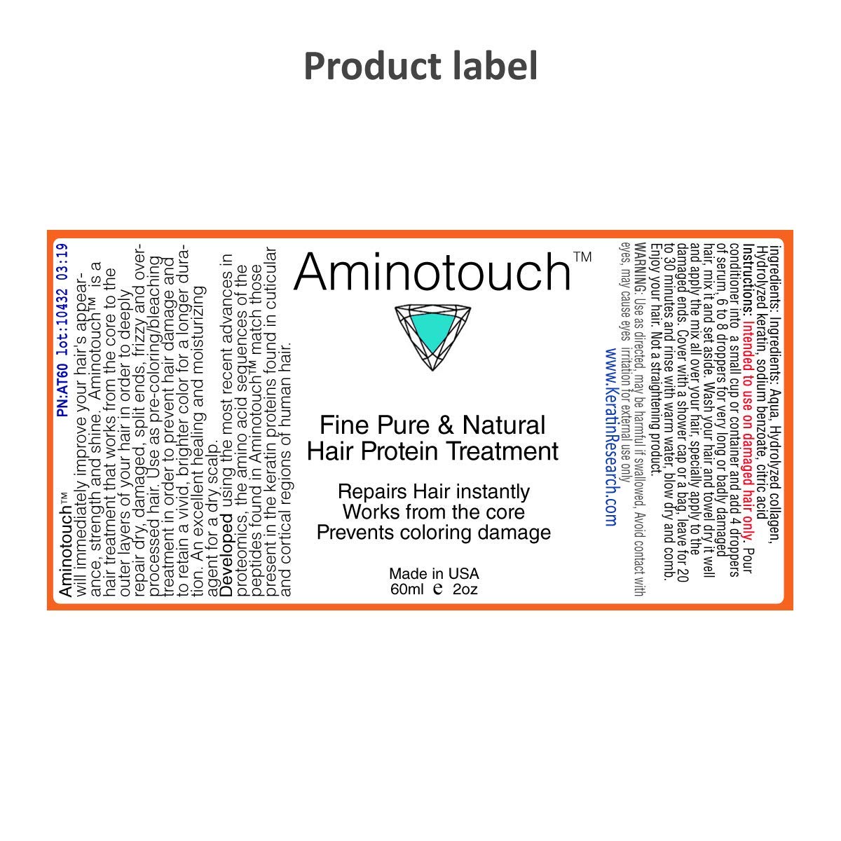 Aminotouch Natural PURE PROTEIN TREATMENT Grow Long Hair, Repair Damage & Split Ends, Strengthen Weak Hair, Collagen Filler Keratin Repair that Works From the Core to the Outer Layers, instant results