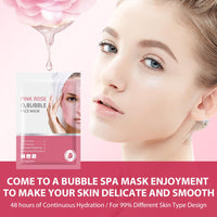 IREV 10 Pack Pink Rose O2 Bubble Face Masks Sheet Foaming Face Mask Purifying Facial Mask for Acne and Pores for Deep Cleansing and Rejuvenating Facial Treatment Mask Beauty Skincare