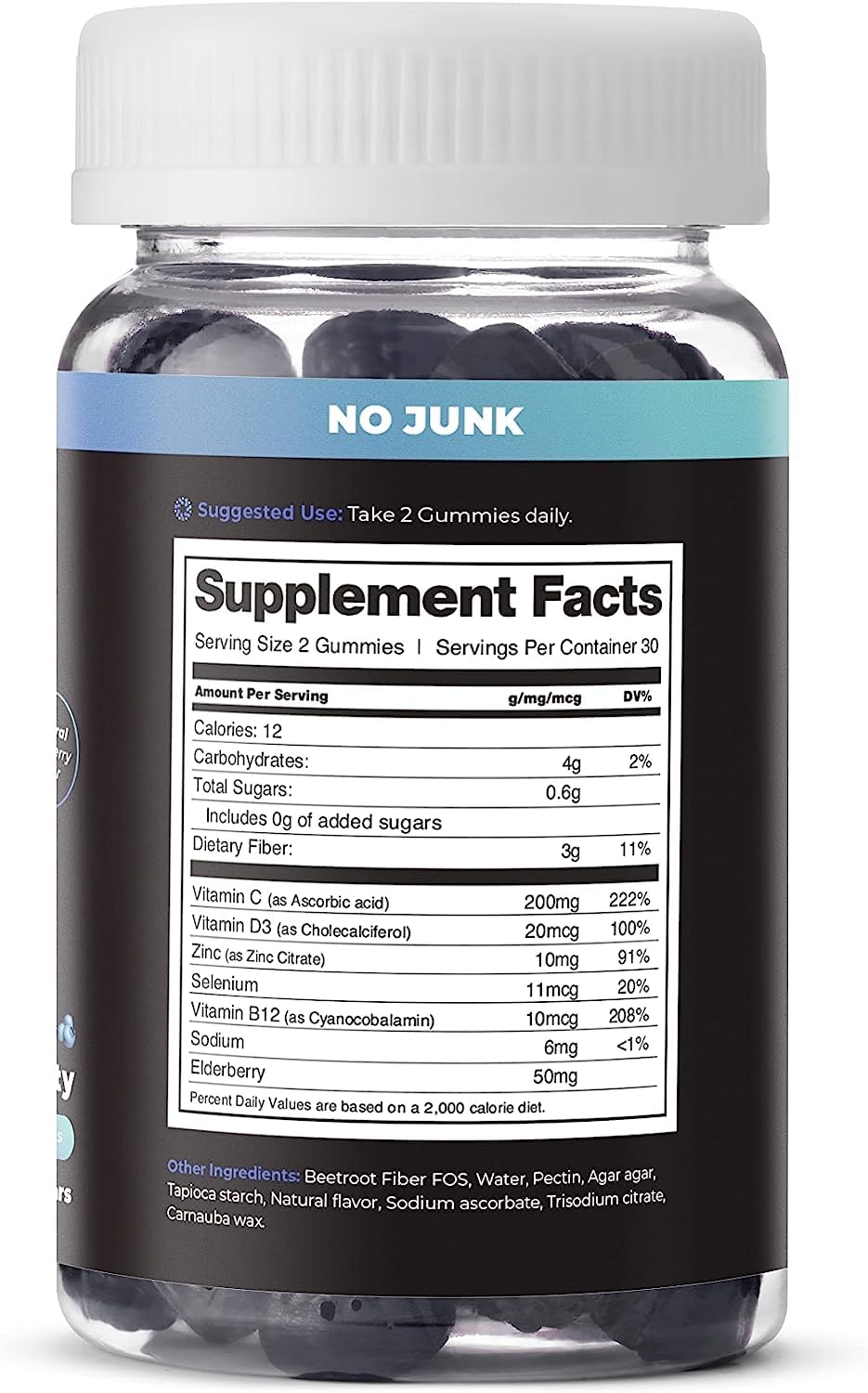 Tonic Health Kids Immunity Gummies - 7 in 1, Elderberry Gummies, No Added Sugar, No Sweeteners, Vitamins C, D and Zinc, Wild Berry Flavour, Month Supply (60 Count), Ages 4-12, Vegan.