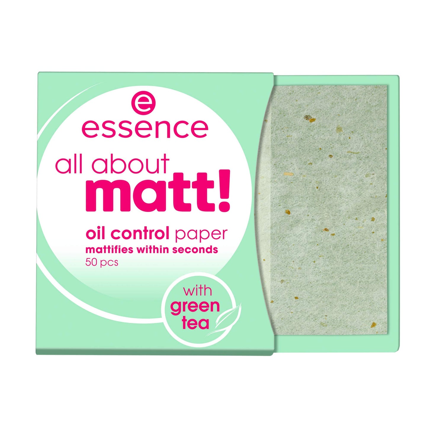 essence cosmetics all about matt! oil control paper with green tea, sebum, 50pcs