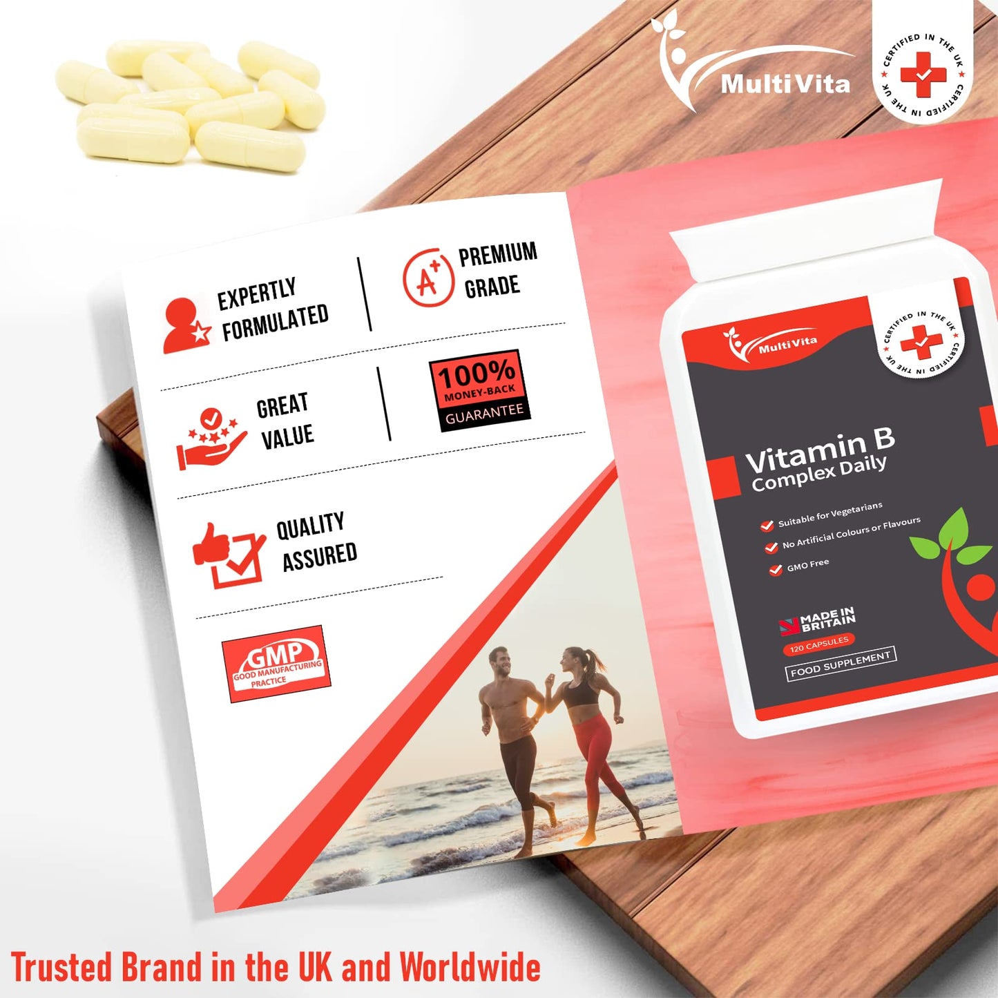 Vitamin B Complex High Strength with PABA & Vitamin B1, B2, B3, B5, B6, B12, Biotin, Folic Acid - 120 Capsules - UK Made