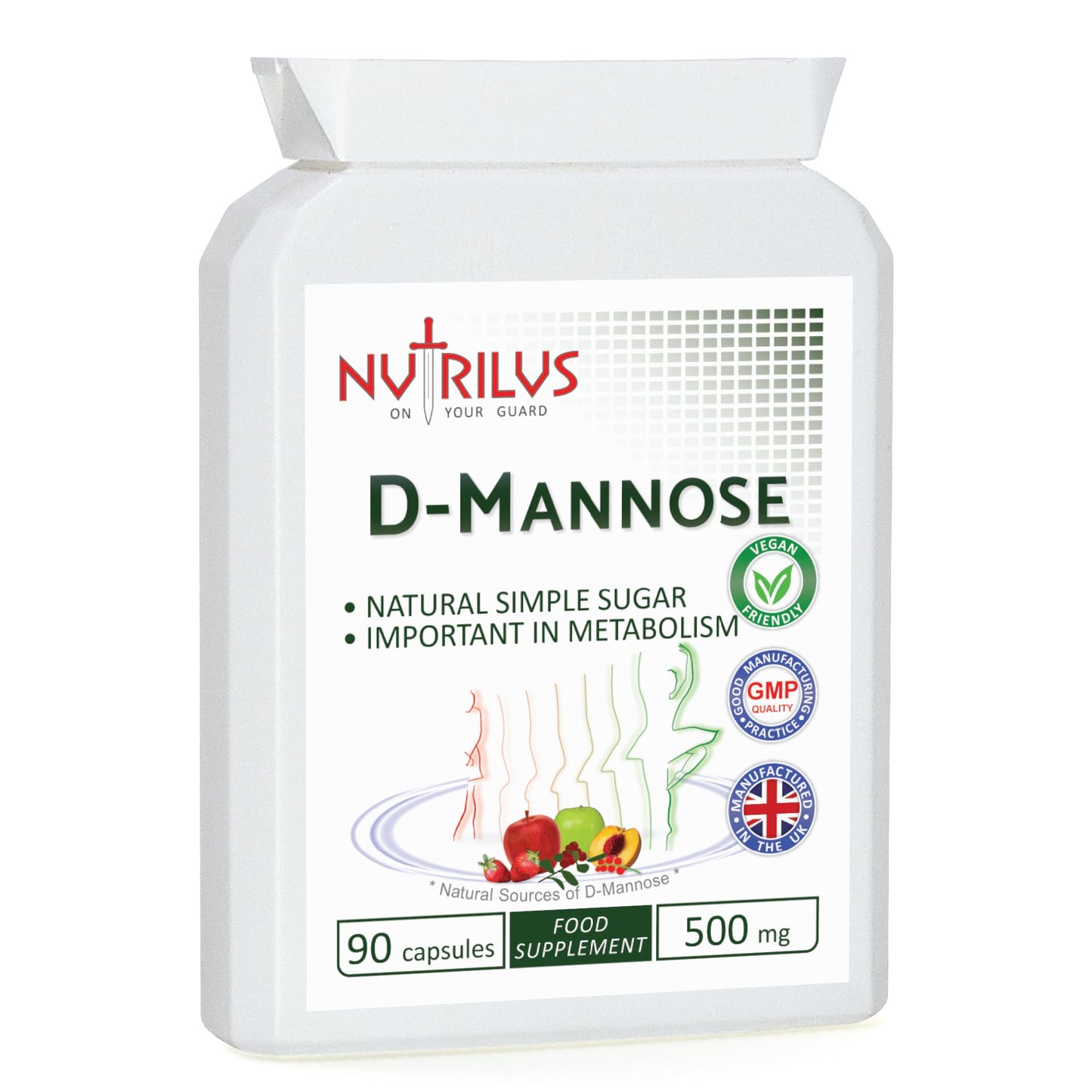 D-Mannose 90 Capsules 500mg - 1000mg per Serving - Pure Extract - Vegan - not Tablets - Urinary Tract - Bladder Infections - UTI