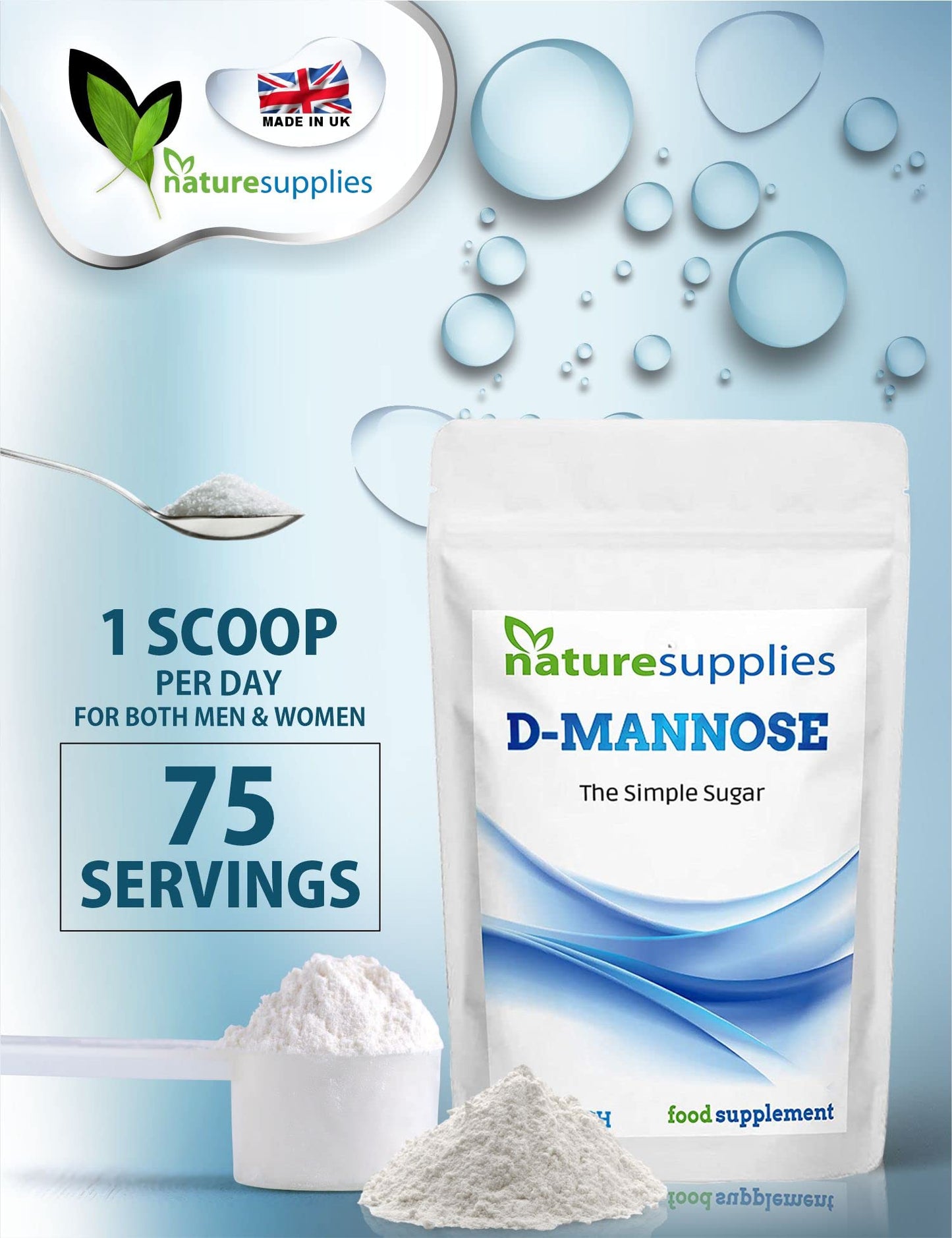 naturesupplies D-mannose Powder 150g - GMO Free - Vegan Friendly - Highly Concentrated Mannose, Pure Ingredients, No Chemicals in Our Supplements from Naturesupplies