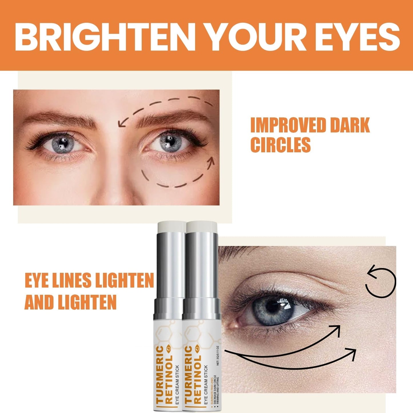 2PCS Lumibalm for Under Eye Bags & Puffiness,Stick for Dark Circles,Lumibalm Erases E/ye Bags,Turmeric Retinol E/ye Cream Stick,Lumibal/m Stic/k,Hydrating Eye Balm Sti/ck,Lumib/alm Ey/e Serum