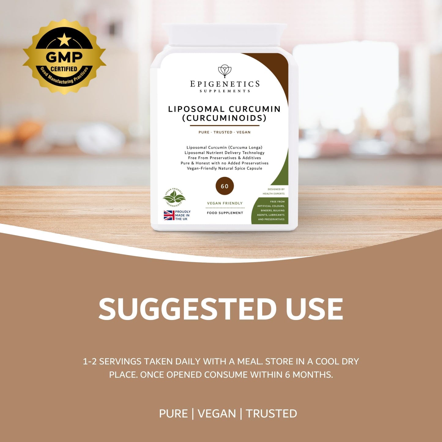 Liposomal Curcumin | High Strength 400mg per 2 Capsules. 60 Capsules, Vegan Friendly, Made in The UK by Epigenetics Supplements