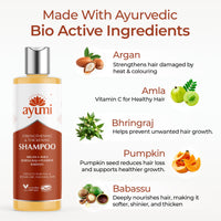 Ayumi Strengthening & Thickening Shampoo For Thin Weak Hair Contains Amla Bhringraj Extracts to Help With Growth Stimulation Delicately Cleanses the Scalp - 1 x 250ml