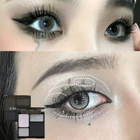 HAORQEE Black Eyeshadow Palette, Smokey Silver Glitter Gothic Eye Shadows Make Up Palettes White Grey Matte Long Lasting 4 Colors Eye Shadow Pallets for Women Girls Halloween Goth Christmas Gifts