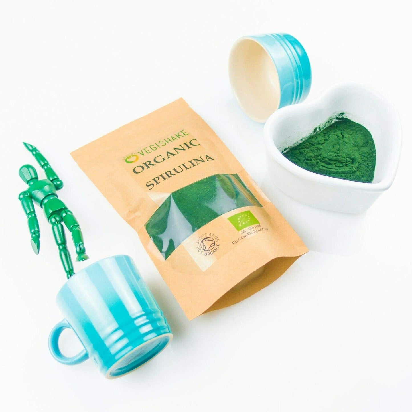 vegishake Organic Spirulina Powder High Grade Blue-Green Algae B Vitamins Omega 3 & 6 Minerals Antioxidants Vegan (500g)