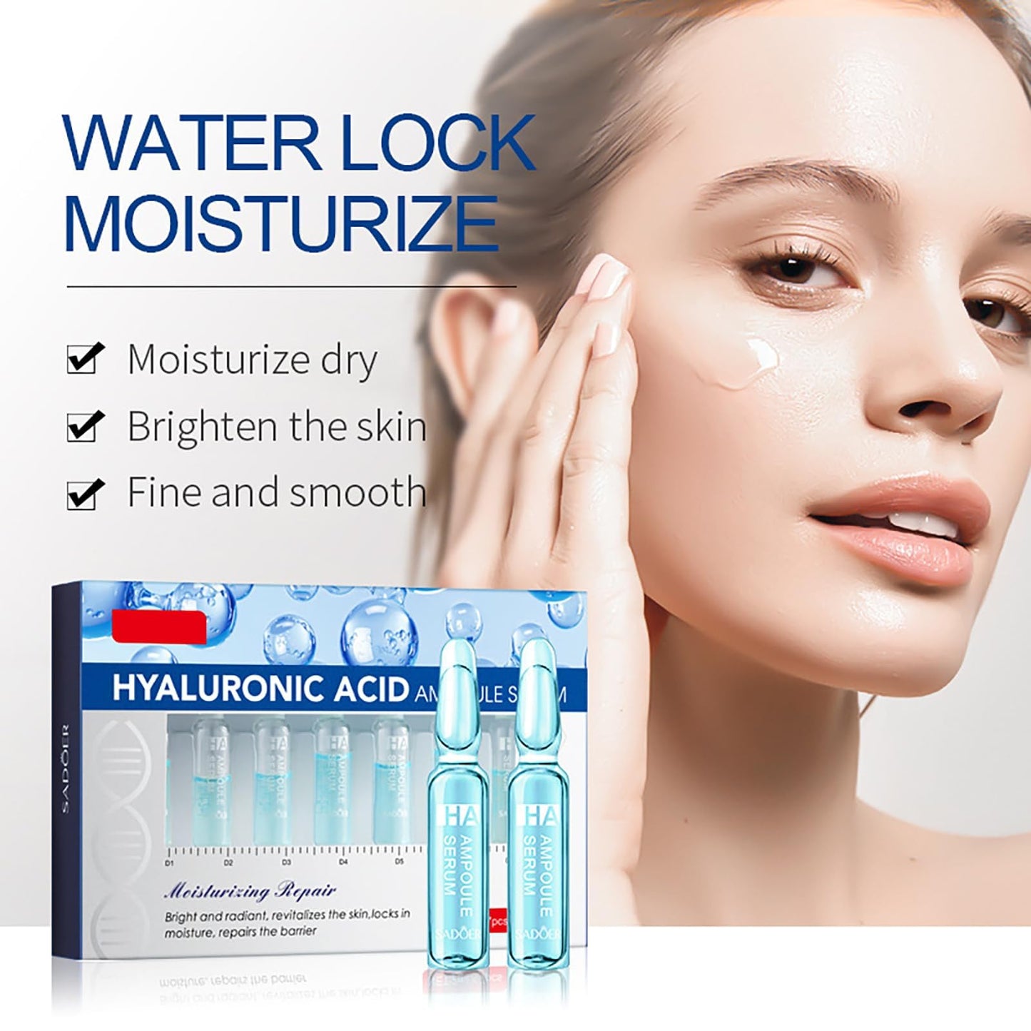 Hyaluronic Acid Concentrated Ampoules for Deeply Moisturized Skin - 7x2ml Serum for Women & Men
