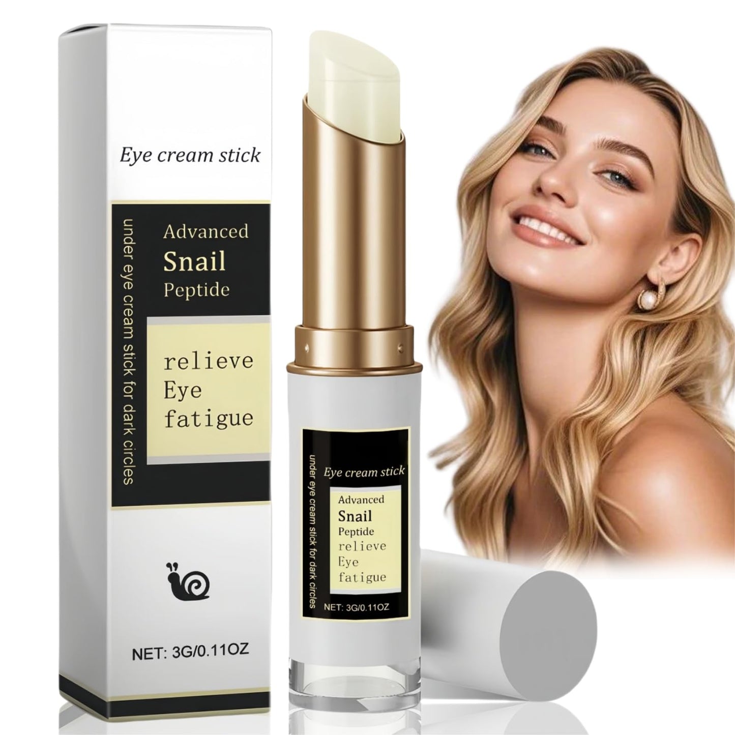 SingHao Snail Peptide Eye Cream Stick,Anti-Aging E/ye C/ream for Puffiness,Collagen Anti Wrinkle Ey/e Balm S/tick,Ey/e Serum Stick for Eye Bags,Under Ey/e Cream,Anti Wrinkle E/ye Cream,Eye Bag Balm for Woman