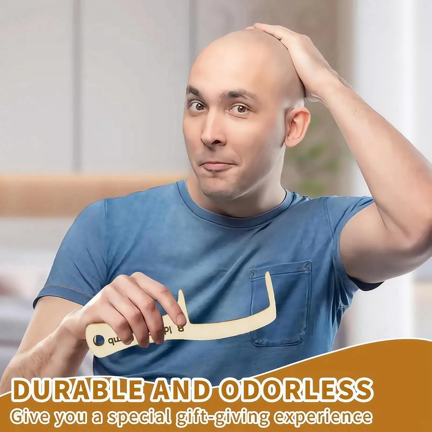 Jinjiar 2 Ba-ld Man Comb,Wooden Funny Hairbrush Comb,Joke Pranks for Adults,Humorous Toothless Combs Blad Mans Brush,Presents for Men,Hair Combs for Men,Ba-ld Mans Comb and Brush,Wooden Hair Comb,Ba-ld Comb