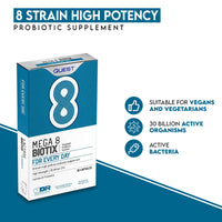 Quest Mega 8 Biotix Probiotic Capsules 30 Billion CFU for Immune & Digestive Support. Helps Restore Gut Friendly Bacteria & Regulate Immune Responses. (30 Capsules x 2 Pack)