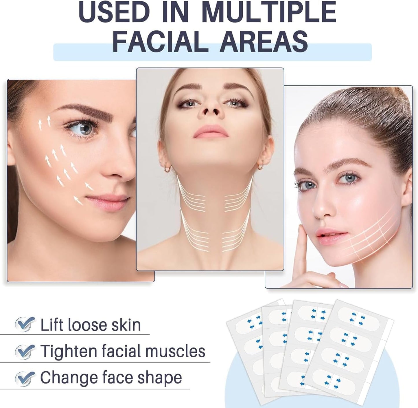 ZQUKAMZ Face Lift Tape,Face Tape Lift Invisible Waterproof Face Stickers, Instant Makeup Face Lift Tool, Face Lift Stickers for Concealing Wrinkles Double Chin Sagging Tightening Skin 40Pcs