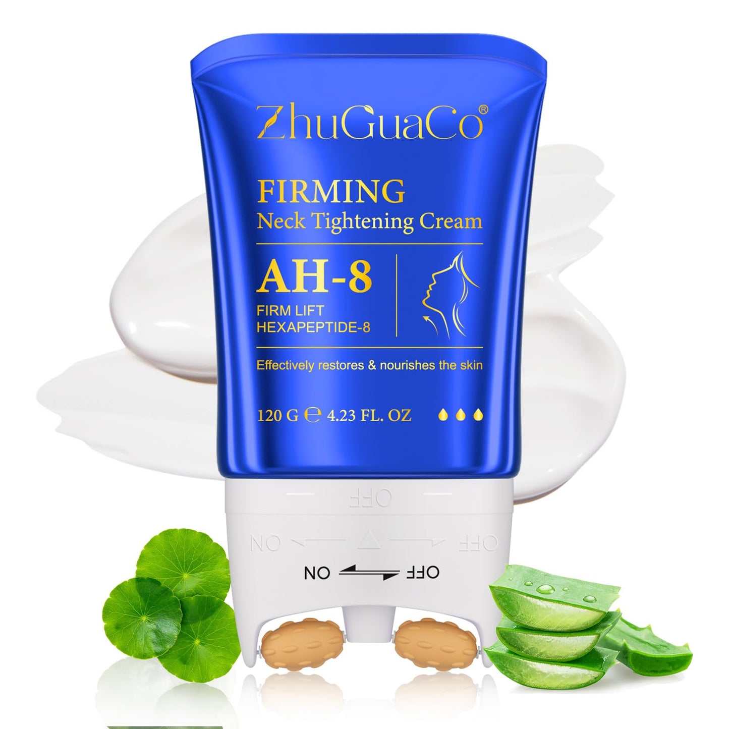 MASAIGGE Ah-8 Firming Neck Cream, Tighten And Lift Neck Cream with Double Roller Massage, Anti Aging Tightening Cream, Reduce Wrinkles Fine Lines And Double Chin, Firm And Lift Sagging Skin
