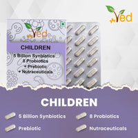 VED Children Complex Probiotics and Prebiotics Complex - 5 Billion CFU - 28 Probiotic Complex Capsules for Children - Lactobacillus helveticus, Rhamno. 28 Days Supply.