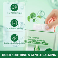IREV Pack of 10 Centella Asiatica Calming Mask, Soothing Facial Masks with Aloe for Sensitive Skin, Daily Care Mositurizing Face Masks Skincare, Hyaluronic Acid Hydrating Sheet Face Mask Beauty Care