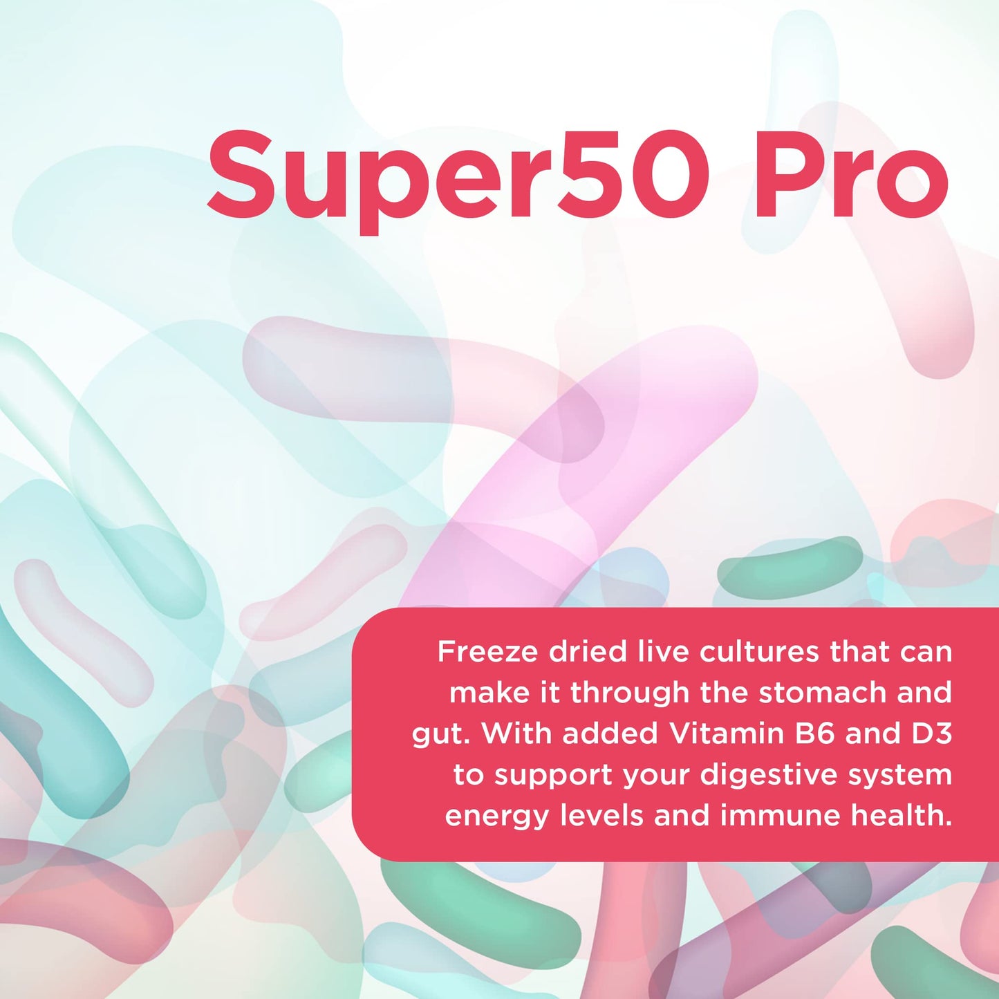 healthspan Healthspan Super50 Probiotic | Gut Health | with Vitamin D3 | 50 Billion Live Probiotic Cultures | Vitamin B6 | Calcium | Vegetarian (60 Capsules)