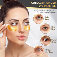 Lanboo Under Eye Gel Patches, 20 Pairs - Golden Eye Mask with Amino Acid & Collagen, Cooling Eye Care for Wrinkles, Puffy Eyes & Dark Circles, Skincare Treatment for Men & Women, USA Tested