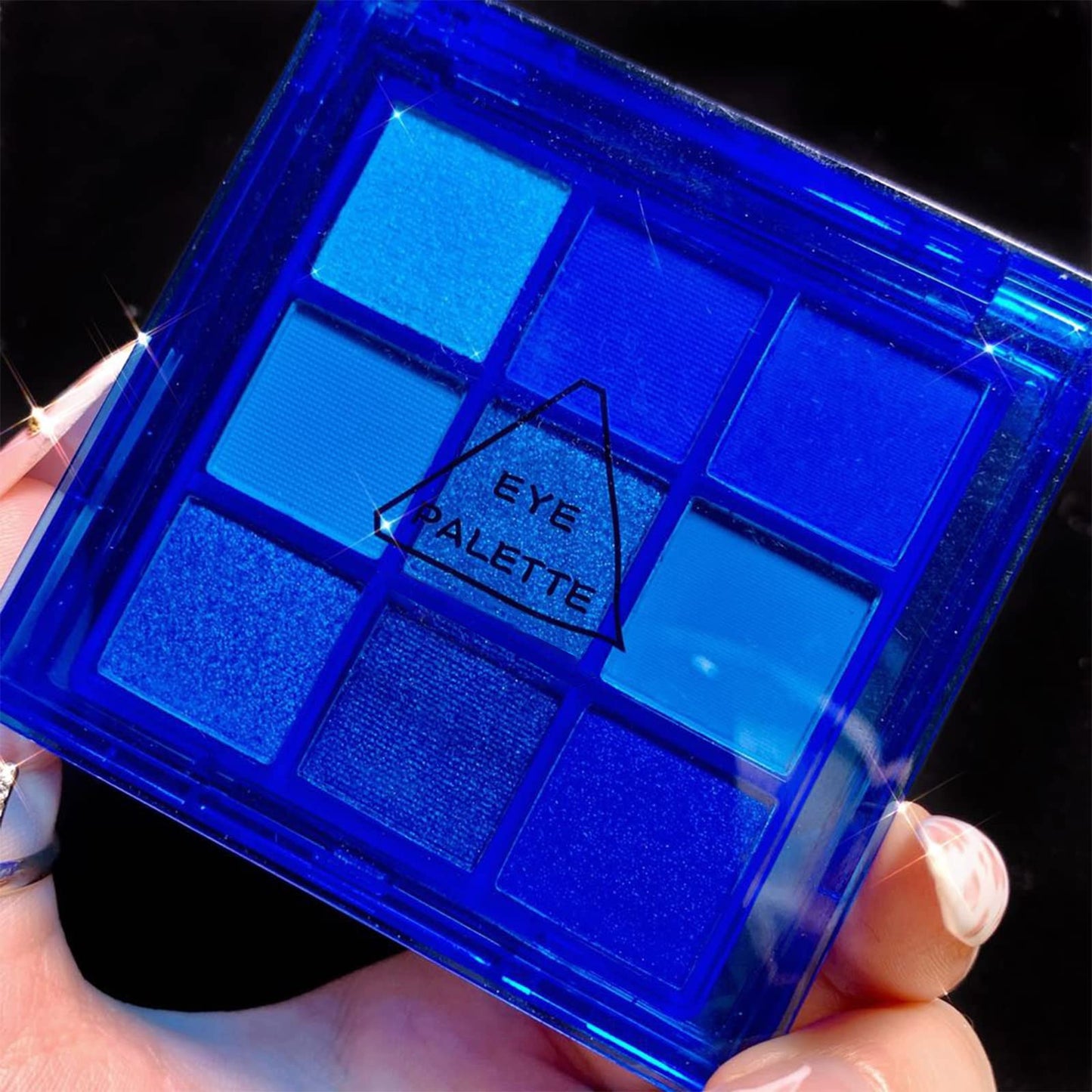 MEITREND Eyeshadow Palette, Blue Glitter Eyeshadow Waterproof Eye Shadow Pallets For Women, Klein Blue Matte Shimmer Eyeshadow Palette 9 Color Long Lasting High Pigmented Eye Make-Up Palette
