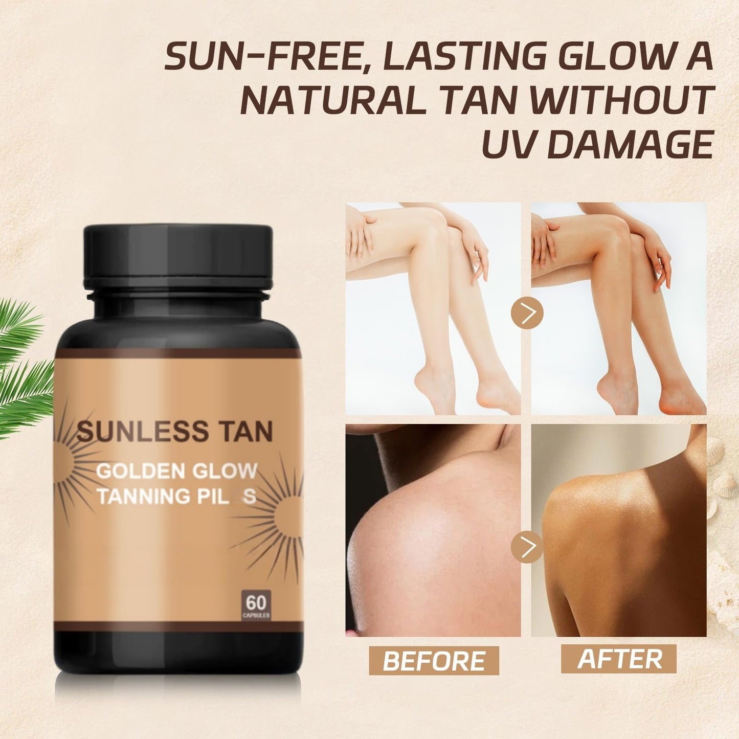 Fankayi Sunless Tanning Pi/Lls,Safe & Long-Lasting Enhances Natural Tan,Promotes Natural Skin Tone,Nourishing and Moisturizing,Tans Without Sun for a Na/tural Glow,for Face & Body,Gradual Tan Moisturiser
