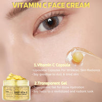 IZBEAUVO Collagen Jelly & Deep Vitamin C Capsule Cream, Face Moisturizer with Freeze Hydrolyzed Collagen & Vita C Cream with 5% Niacinamide, Anti-Wrinkle, Brightening Korean Skincare for 24h Glow & Elasticity