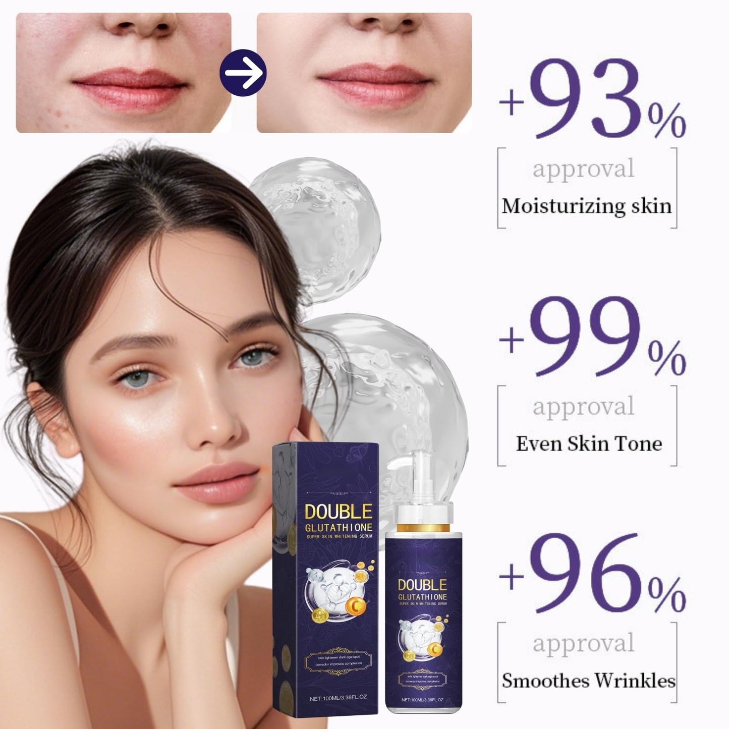 Cureluxe Glutathione Serum - Glutathione Dark Spot Correcting Serum - Skin Whitening Face Seru_m with Niacinamide & Kojic Acid - Glutathi_one Anti Aging Ser_um Improve Skin Tone & Elasticity