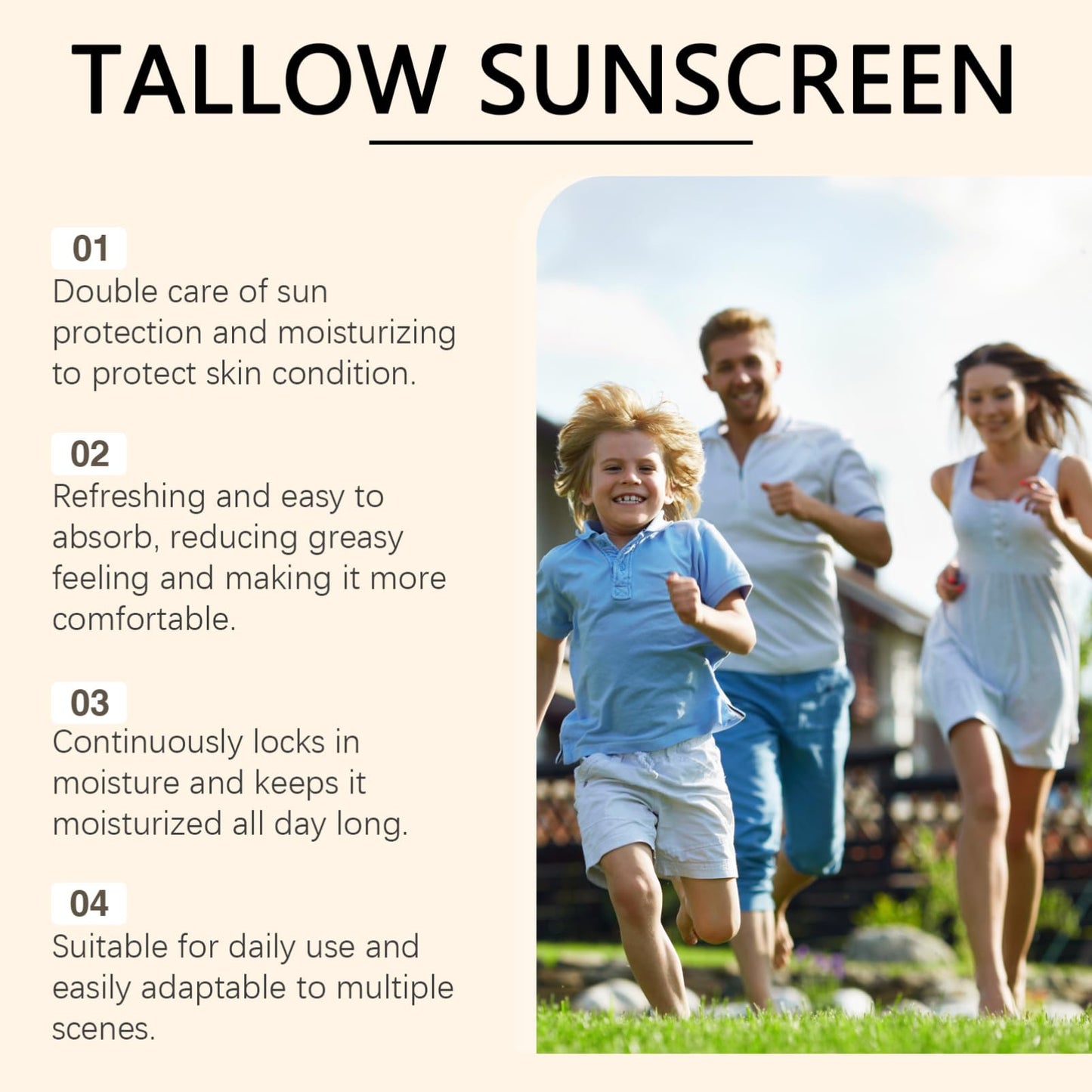 Cureluxe Nano Zinc Oxide Sunscreen Cream – Tallow Sunblock Factor 50 for Face & Body – Spf50 Beef Tallow & Zinc Sun Cream – Uva/Uvb Protection – Sunscreen Moisturizer for Outdoor & Travel & Beach