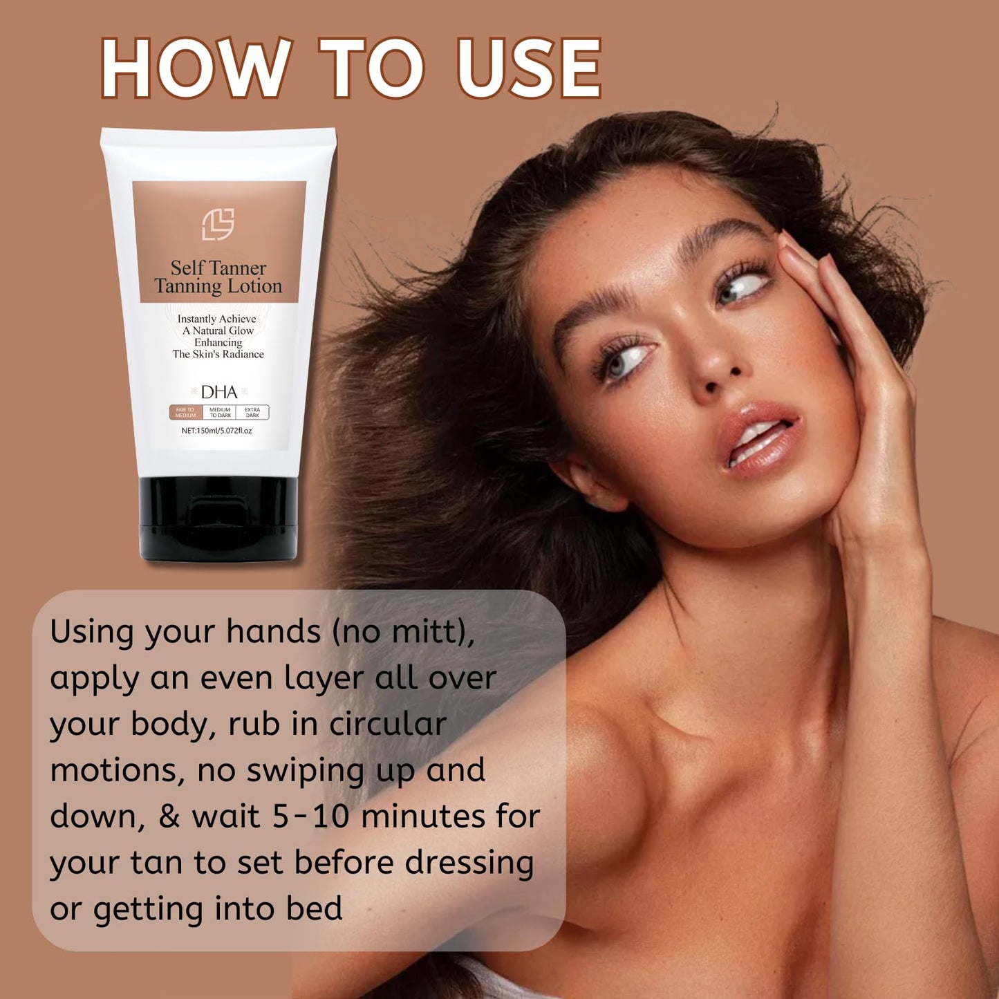 IZBEAUVO Self Tanner Tanning Lotion for Body Glow, Tanning Moisturiser for Face, Tanning Lotion for Deep Hydration, Tinted Tan Moisturiser for Natural Tan, DHA Formula for Instant Glow and Radiance