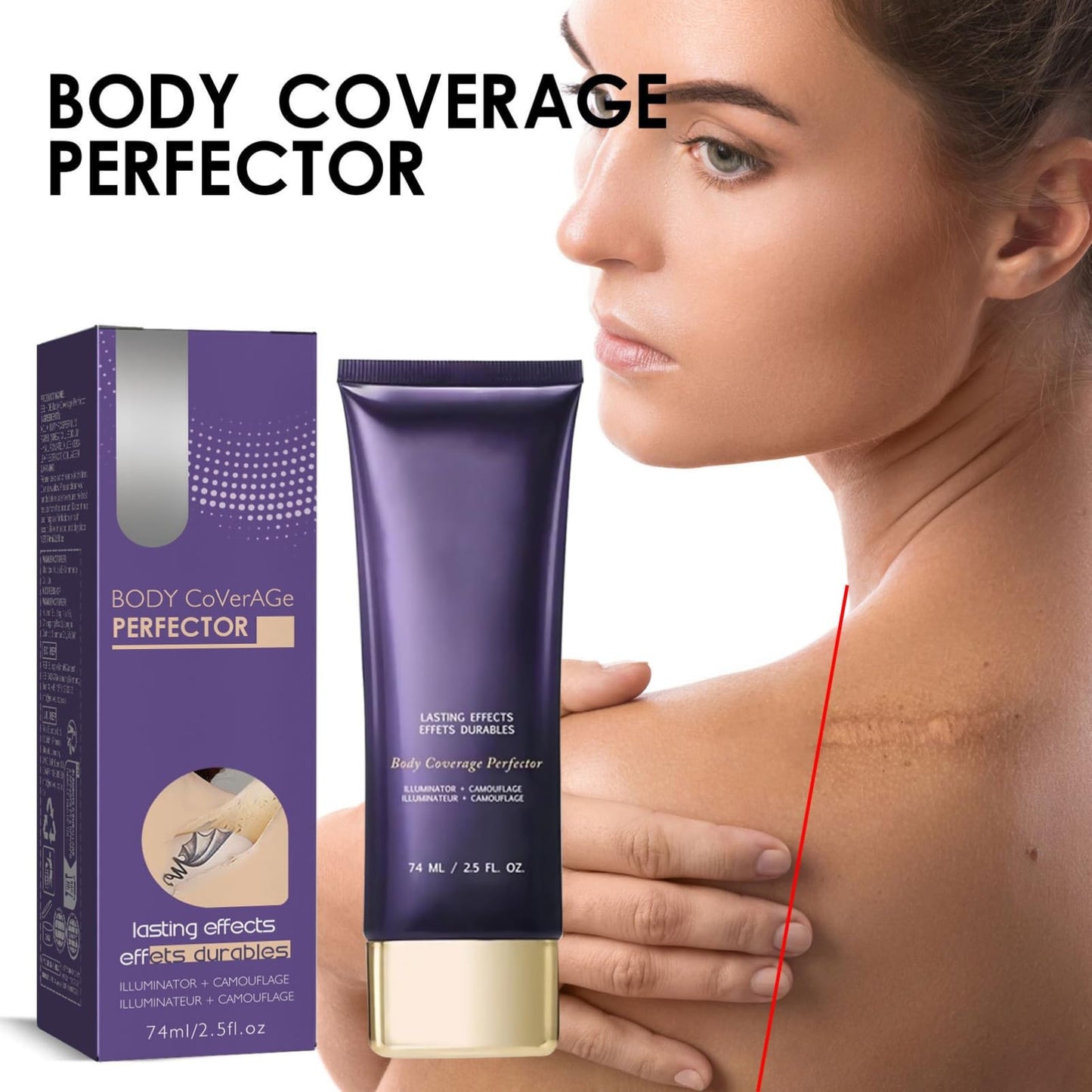 SHEBEEDO 2pcs Body Coverage Perfector,Tattoo Cover up Makeup Cream for Blemish, Spot, Scars, Long-Lasting Waterproof No Transfer Body Foundation,Long-Lasting Sweat-Proof Concealer for Women(Dark Shade)